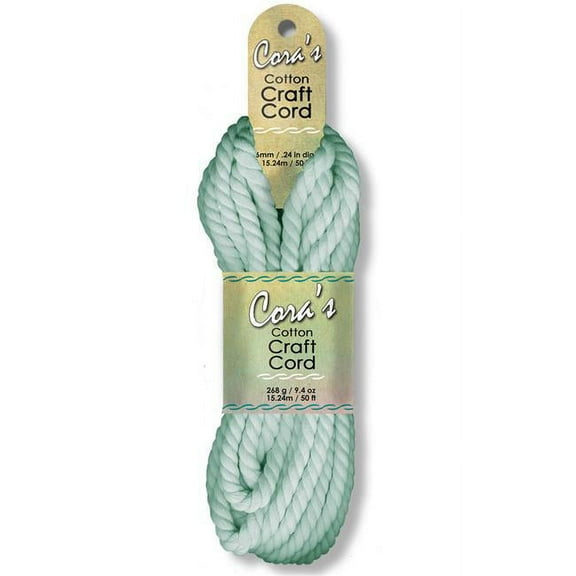 Pepperell Cotton Craft Cord - Mint Green, 6 mm, 50 ft