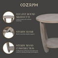 thumbnail image 4 of COZAYH Rustic Farmhouse Round End Table with Storage Shelf for Living Room, Grey, Set of 2, 4 of 12