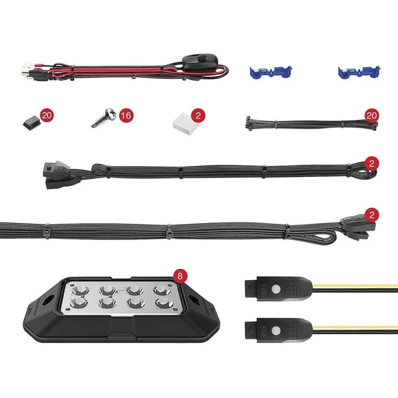 Luz de Acento para Vehículo XKGLOW ROCKADV Paquete de 8 LEDs Multicolor