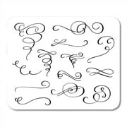 KDAGR Flourish Swirl Ornate for Pointed Pen Ink Calligraphy Style Quill for Graphic Design Romantic Line Mousepad Mouse Pad Mouse Mat 9x10 inch