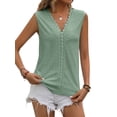 thumbnail image 3 of NFTOEIULA Women Lace V-Neck Sleeveless Hollow Out Texture Tank Top, 3 of 7