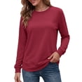 thumbnail image 2 of MOSHU 3 Pack Pullover Sweatshirts for Women Crew Neck Long Sleeve Shirts Casual Loose Fit Sweatshirts Curved Hem Tunic Tops, 2 of 9