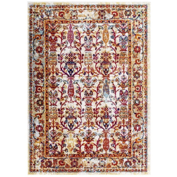 Modern Contemporary Urban Living Lounge Room Area Rug Runner Floor Carpet, Distressed Vintage Style, Fabric, Antique Orange