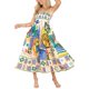 thumbnail image 4 of Sueño Vestido de verano europeo y americano, sin mangas, sin cuello, de cintura alta, estampado, pintado, con tirantes grandes Azul real L, 4 of 7