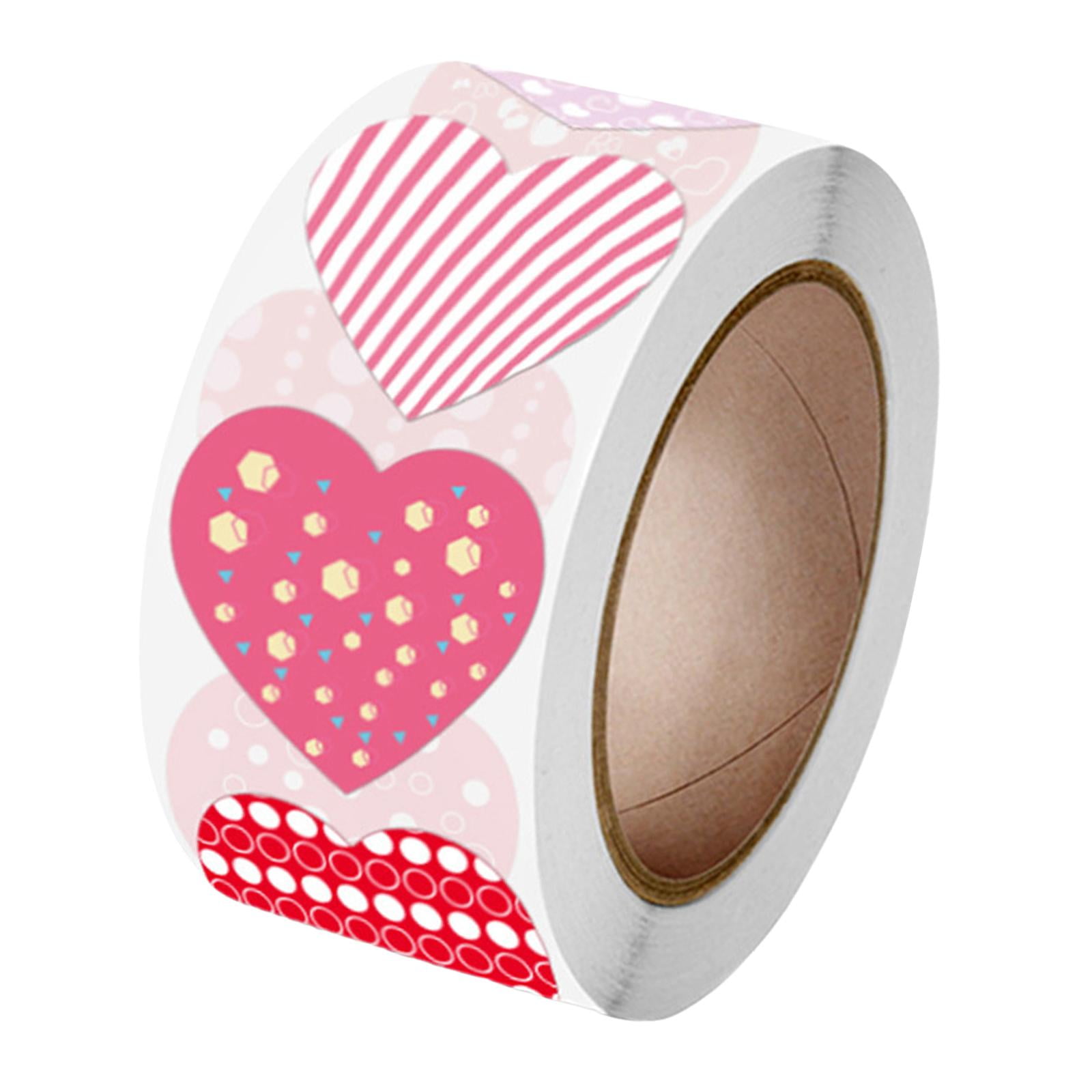 Milageto 2-6pack 500x heart Stickers Roll Adhesive for Present Packaging DIY Crafts 3.8cm 5 Pcs