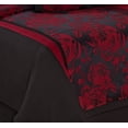 thumbnail image 3 of EvJk 7 PCS Luxury Patchwork Comforter Set, Unique Flower Jacquard Fabric, Burgundy/ Black King Bedding Set, 3 of 4