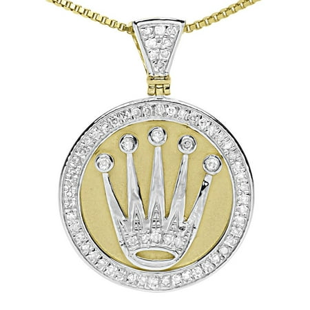 Diamond Crown Charm - Round Diamond Crown Pendant Charm in Yellow Gold Finish (0.30 ct)