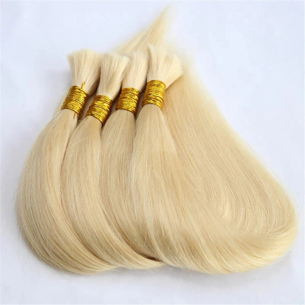 #613 Blonde Human Hair Bulk for Braiding No Weft Silky Straight Remy Hair Extensions