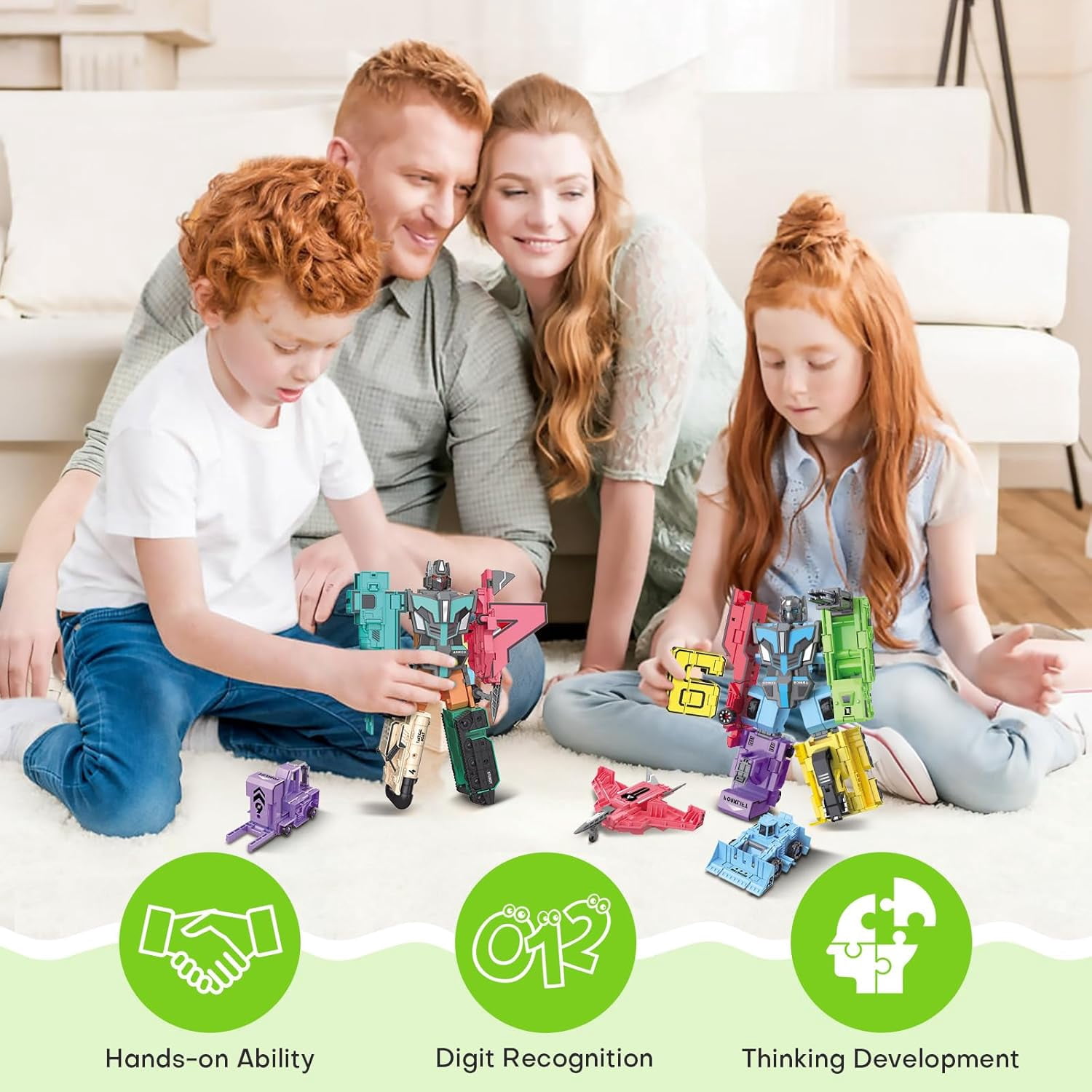 HYPERLIVING Transforming Toys for Kids - Transformable Number Robots, Number Blocks for Learning & Play, Buildable Robot Set for Toddlers Ages 3-8, STEM Educational Toys for Boys & Girls Gifts