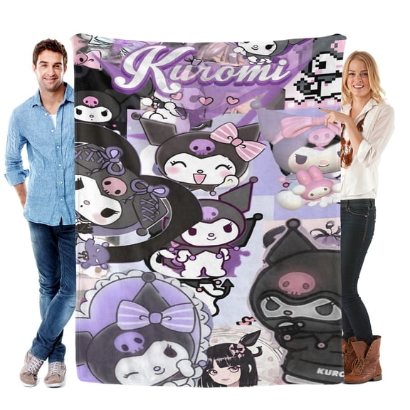 Kuromi-Anti-Pilling Flannel Blanket Soft Lightweight Plush Fuzzy Cozy Luxury Blanket for Home and Kitchen Use – Perfect for Kids and Adults