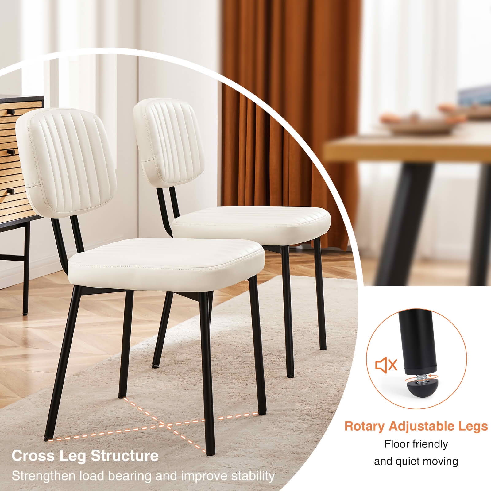 MAYEERTY Upholstered Dining Chairs, Mid Century Modern Dining Room Chairs for Vanity For Living Room Set of 2