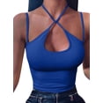 thumbnail image 1 of DYMADE Femmes Strappy Cross Neck Solide Slim Fit Gilet Top, 1 of 2
