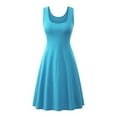 thumbnail image 1 of Innerwin Robe d'Été de Plage Col Rond Femmes Robes Midi Fête Couleur Unie Robe Longue Bleu Clair G, 1 of 2