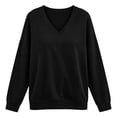 thumbnail image 6 of Womens Sweatshirt Sawvnm Women's Fashionable Casual Long-sleeved Pocket V-neck Capless Sweater Top Black XXL, 6 of 7