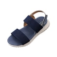 thumbnail image 2 of CQONEPT Sandals for Women Casual Walking Sandal Summer Roman Style Flat Sandals Elastic Strap Comfortable Open Toe Shoes Blue 40, 2 of 6