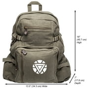 Iron Man Heart Heavyweight Canvas Backpack Bag in Olive, Large