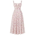 thumbnail image 2 of IDOPIP Women Floral Midi Corset Dress Boho Flowy Slit Lace Up Dresses Going Out A Line Casual Sundress, 2 of 7