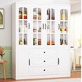 thumbnail image 3 of Blotout 78.7" Tall Kitchen Pantry Cabinet with Glass Doors and Drawers, Display Storage Cabinet with Shelves and Cabinets, Freestanding Storage Cabinet for Home, Office and Living Room., 3 of 7