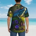 thumbnail image 4 of Balery Cute Blue Frog Camisas hawaianas de manga corta para hombre, camisas playeras de corte holgado, camisas de vacaciones con botones,3X-Large, 4 of 7