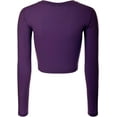 thumbnail image 3 of ORUYROP Women's Solid Long Sleeve Round Neck Crop T Shirt Top, 3 of 4