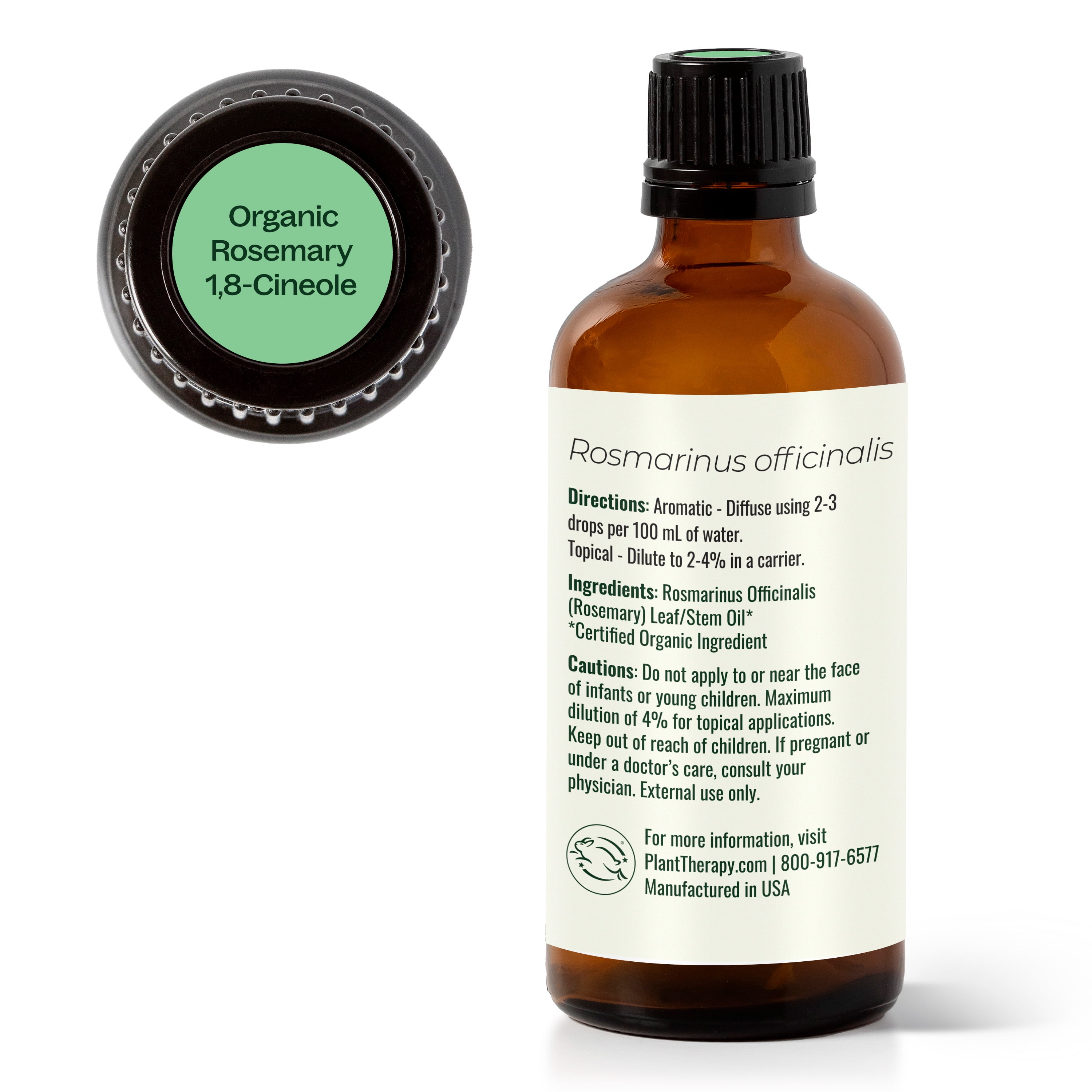 Plant Therapy Rosemary Essential Oil, 100% Pure, USDA Certified Organic, Undiluted, 100 mL (3.3 oz)