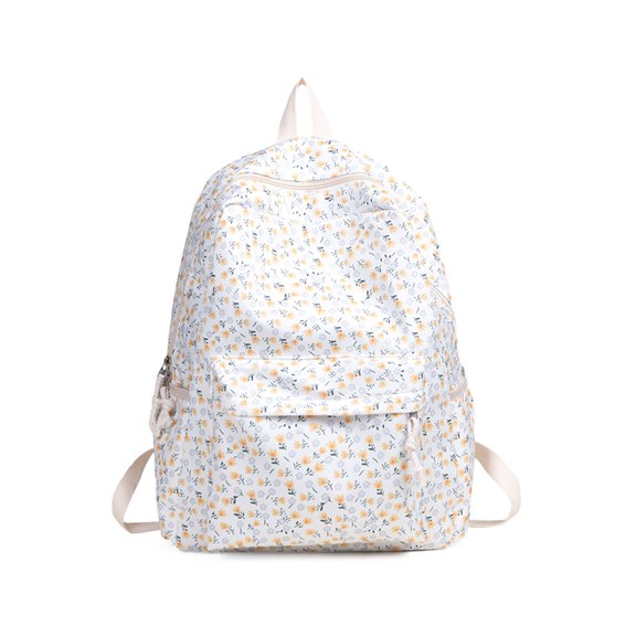 HUISZJ Foral Printed School Backpack, Portable School Bag, Large Capacity Laptop Backpack for Students College Travel, Yellow