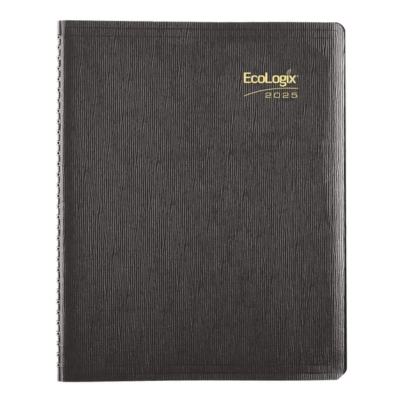 2025 Brownline EcoLogix Weekly Appointment Planner, 11" x 8-1/2, 100% Recycled, Black, January To December, CB425W.BLK