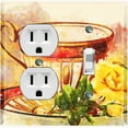 thumbnail image 1 of Metal Light Switch Plate Outlet Cover Flower Rose Teacup ROS006, 1 of 13