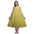 thumbnail image 1 of Bimba Chemises de Nuit en Coton Jaune à Feuilles Florales et Roses Imprimées pour Femmes, Robe Sans Manches, Tenue de Nuit, Robe Maxi, Moyen, 1 of 6