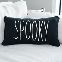 Elsie & Zoey Halloween 12x22" Spooky Black Beaded Reversible Lumbar Pillow