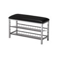 thumbnail image 2 of Elmina 2 Tier Shoe Rack Bench, Black Vinyl & Chrome, 2 of 3