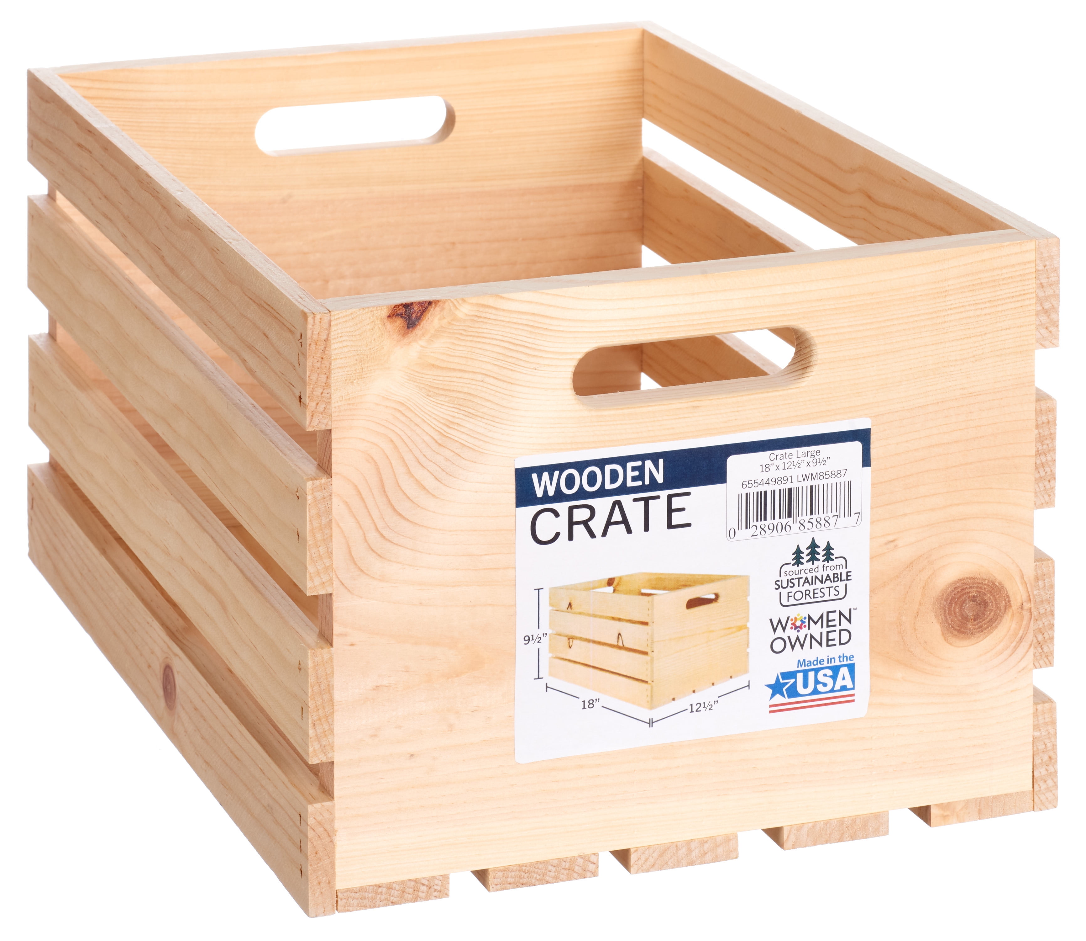 Unfinished Wood Crate 18"