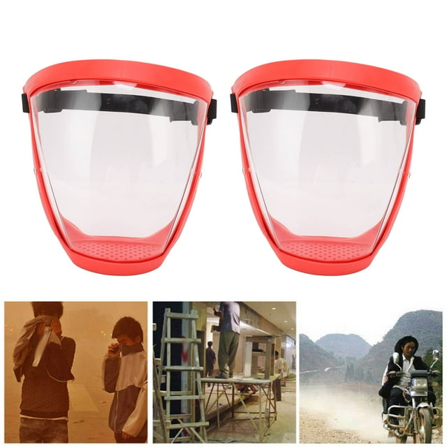 Protective Facial Shields, 2pcs Safety Elastic Belt Reusable Face Shield with Filter Cotton Pads Transparent