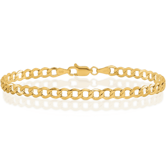 14K Solid Yellow Gold 4.3mm Curb Link Chain Bracelet