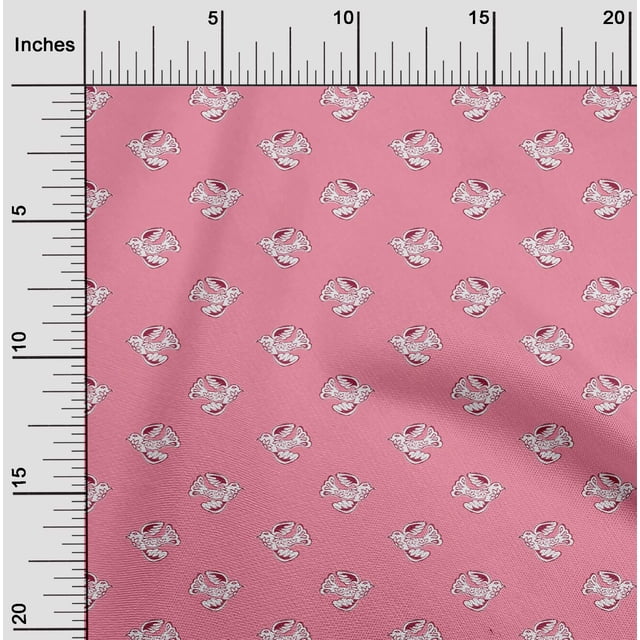oneOone Silk Tabby Fabric Dot & Bird Block Print Sewing Fabric BTY 42 Inch Wide