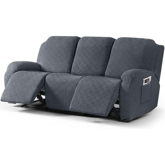 Recliner Covers Recliner Couch Covers Reclining Couch Covers for 3 Cushion Sofa Slipcovers Stretch Soft Washable (Three-Seater, Gray)
