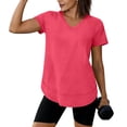 thumbnail image 4 of Besolor Workout Tops for Women V Neck Short Sleeve Shirts Summer Lightweight Loose Casual Basic Tees Athletic Running T-Shirt Top, 4 of 7