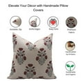 thumbnail image 3 of Fabdivine Block Print Throw Pillow Cover, 14x14 Inch Thick Linen Vintage Cushion Cover, Floral Print Boho Design Wine Pillow Cover for Sofa and Couch, 3 of 5