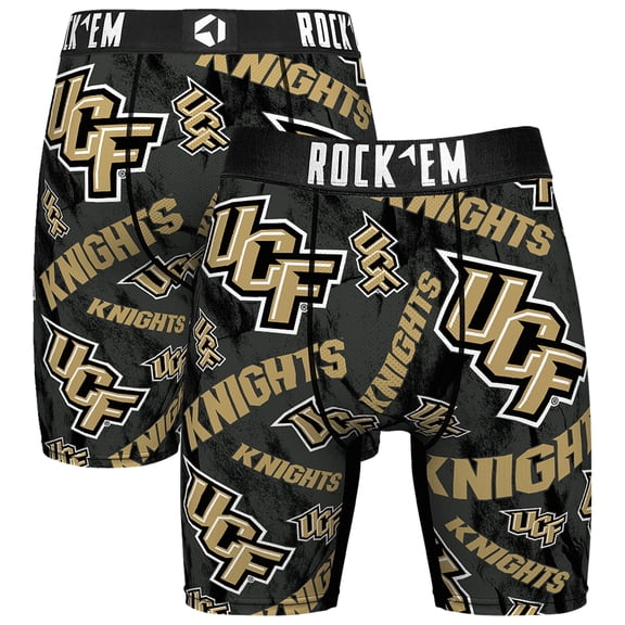 Men's Rock Em Socks Black UCF Knights All Over Logo Boxer Briefs