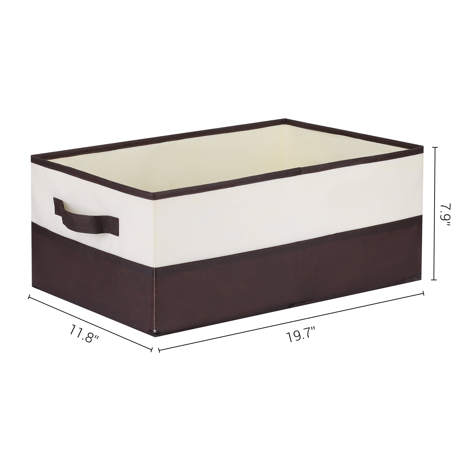 Unique Bargains Fabric Storage Cube Storage Bin Storage Basket Brown 19.7*12*8in