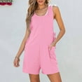thumbnail image 2 of ZyeKqe Women Sleeveless Romper Short Overalls Loose Back Adjustable Summer Casual Jumpsuit with Pockets, 2 of 6