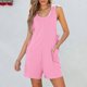 thumbnail image 2 of Sexy Rompers para las Mujeres de Verano sin Mangas Tanque Sudadera con Bolsillos Laterales, Cuello en V Color Sólido Romper Casual para Uso Diario Y de Fiesta, 2 of 6
