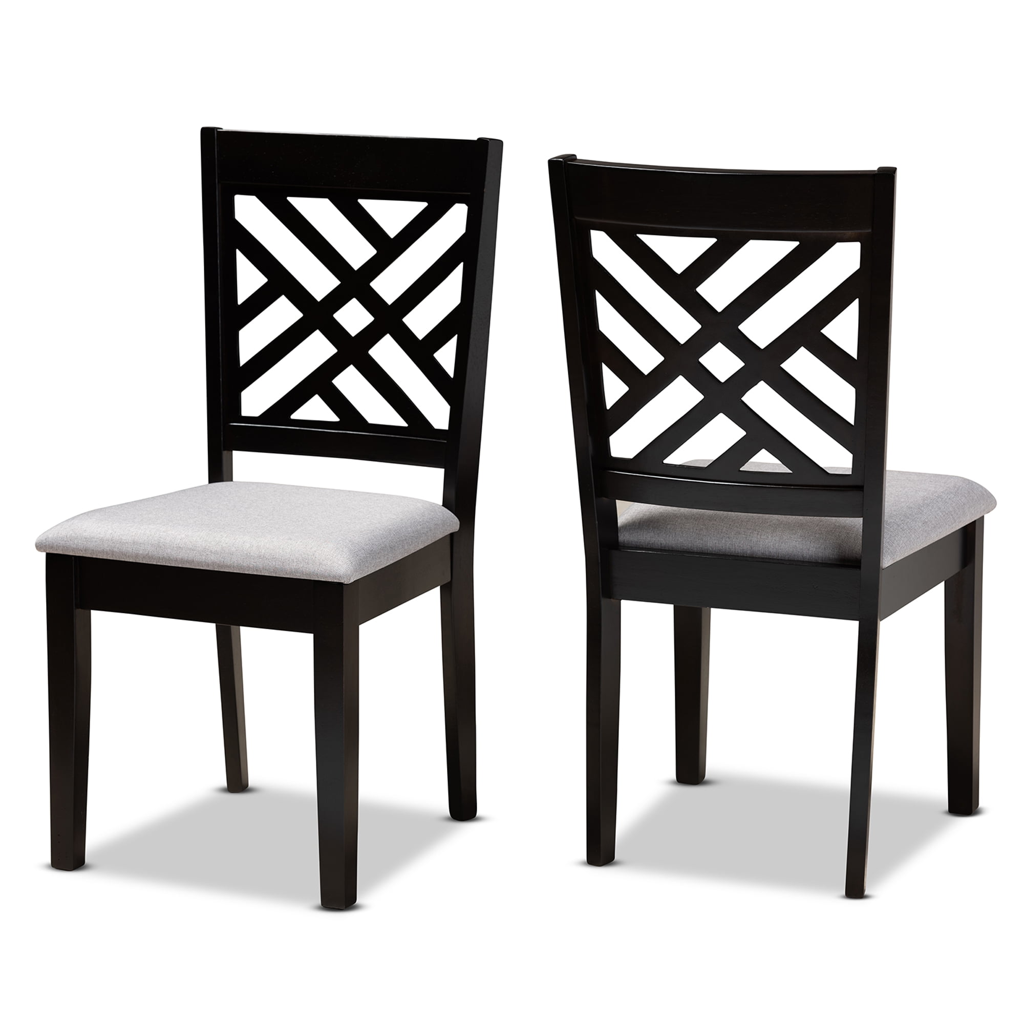 Baxton Studio Caron Modern and Contemporary Grey Fabric Upholstered Espresso Brown Finished Wood 2-Piece Dining Chair Set Set