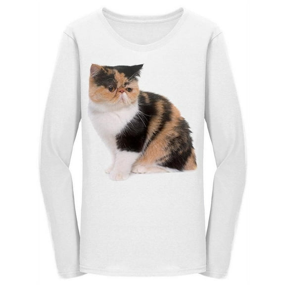 Tricolor Exotic Shorthair Cat  T-Shirt Women -Image by Shutterstock, Female Small