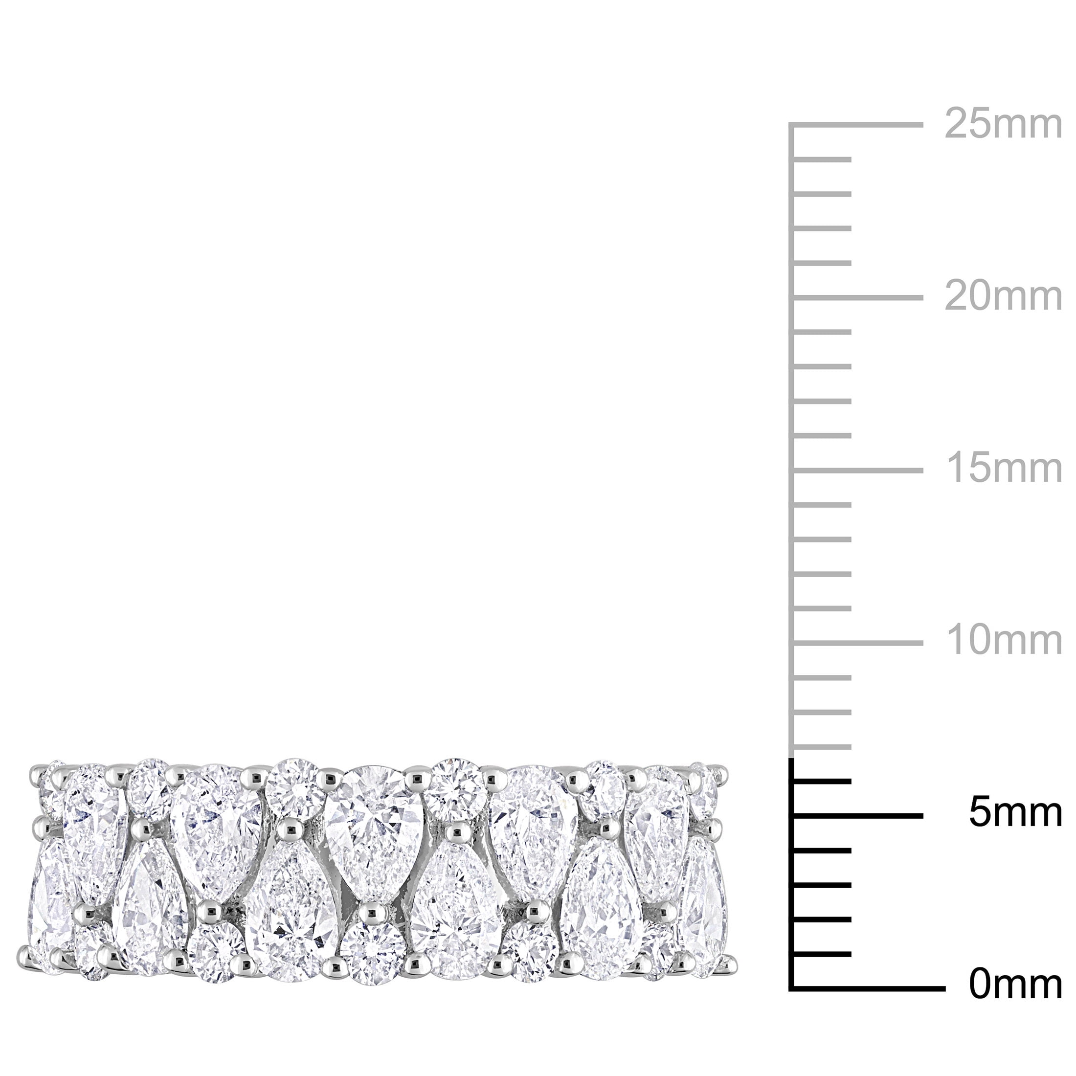 Miabella Women's 2 CT T.W. Pear & Round Diamond 14kt White Gold Semi-Eternity Anniversary Ring