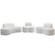 Ultra Vogue Cream Velvet Lounge Sofa Set 3Pcs MITZY Meridian Contemporary