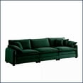thumbnail image 5 of Mid-Century Modern 3-Seater Sectional Sofa – Green Corduroy Fabric with 5 Pillows for Living Room Style & Comfort, 5 of 14
