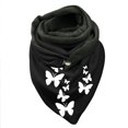 thumbnail image 1 of Women Flowers Butterfly Print Cotton Winter Warm Button Up Scarf, 1 of 3