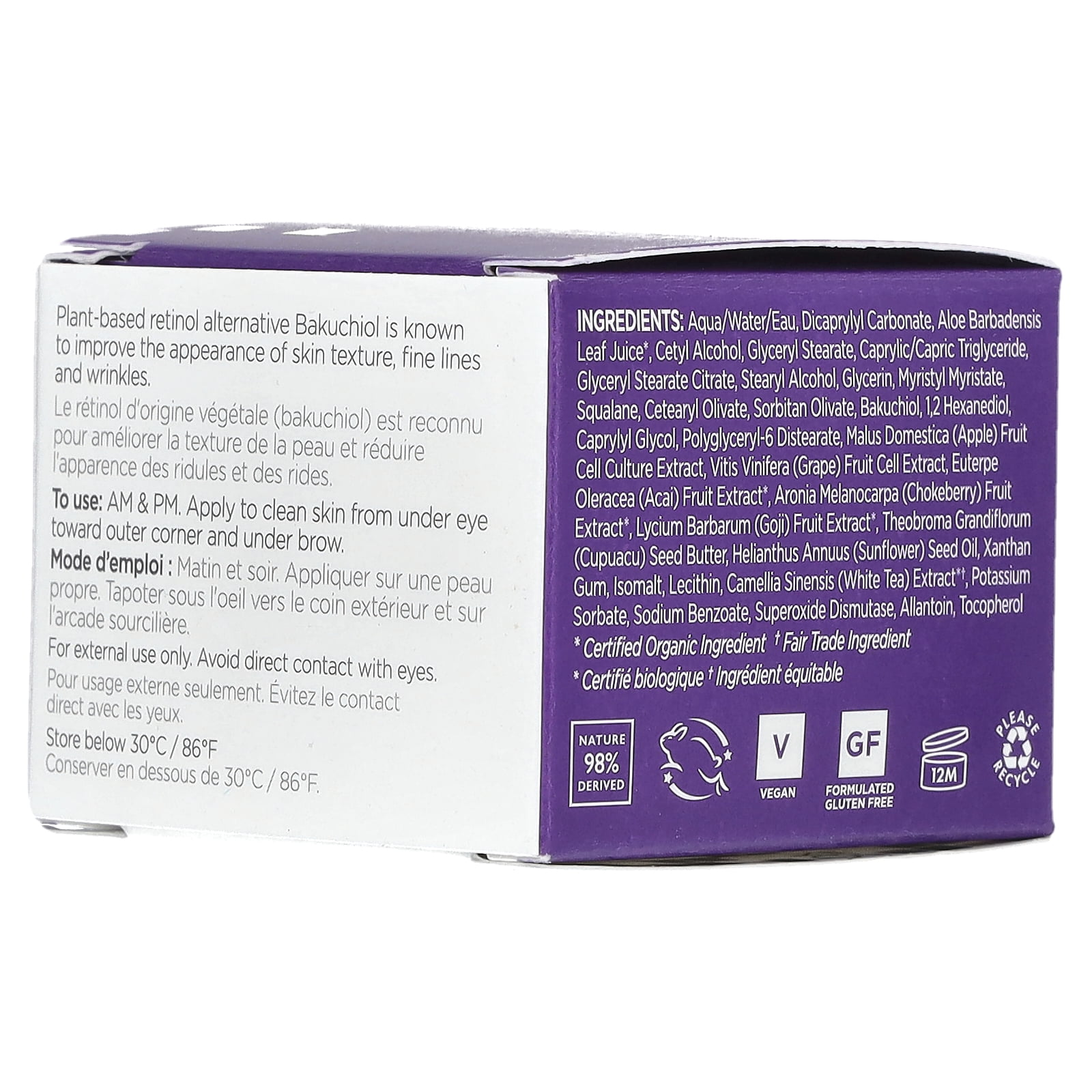 Andalou Naturals Rejuvenating Eye Balm, Plant-Based Retinol Alternative, 0.45 oz (13 g)