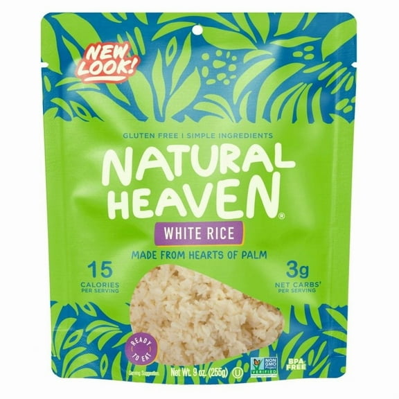 Natural Heaven - Hearts Of Palm White Rice - 6 count, 54oz (255g) each - Low Carb, Gluten-Free & Good Source of Fiber